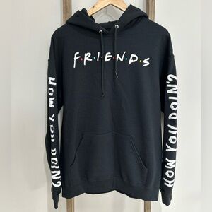 FRIENDS Black Pullover Hoodie TV Show Logo How You Doin Friends Unisex Size L